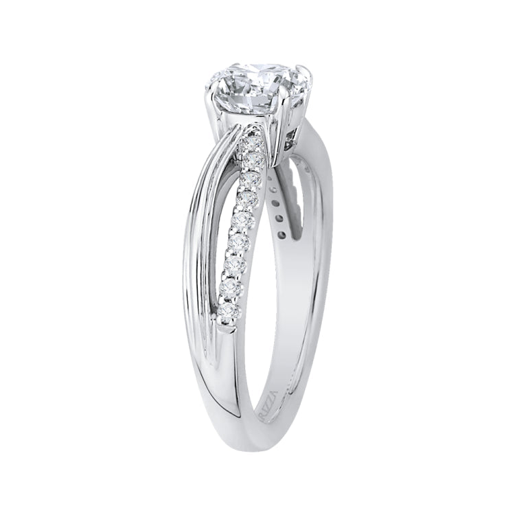 Round Diamond Engagement Ring with Split Shank In 14K White Gold (Semi-Mount)