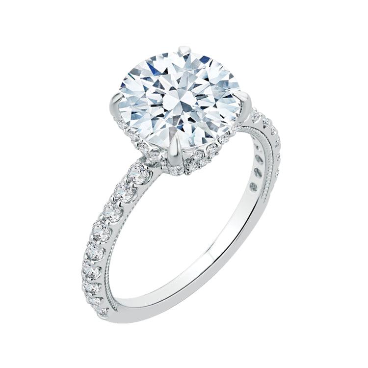 18K White Gold Round Diamond Engagement Ring (Semi-Mount)