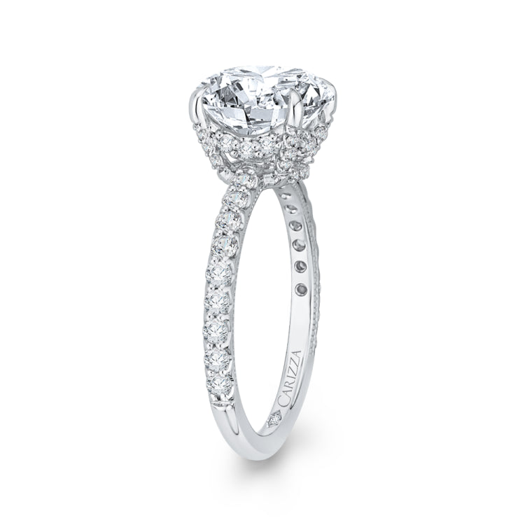 18K White Gold Round Diamond Engagement Ring (Semi-Mount)