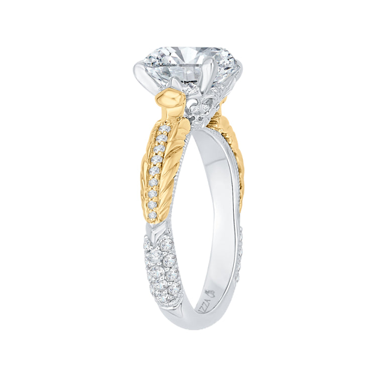 18K Two-Tone Gold Round Diamond Engagement Ring (Semi-Mount)