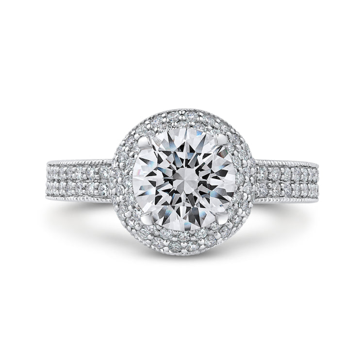 Round Cut Diamond Engagement Ring In 14K White Gold (Semi-Mount)