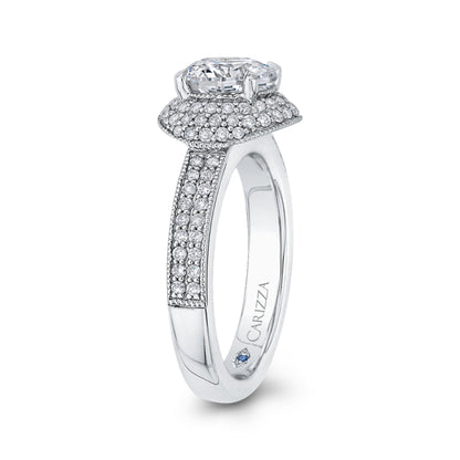 Round Cut Diamond Engagement Ring In 14K White Gold (Semi-Mount)