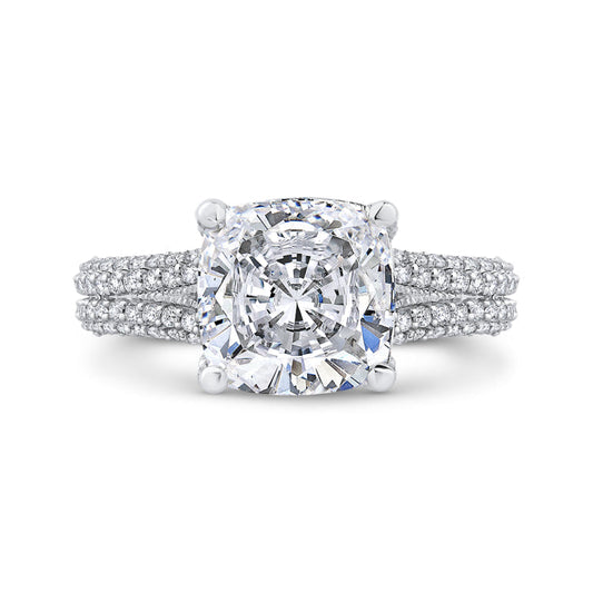 18K White Gold Cushion Diamond Engagement Ring (Semi-Mount)