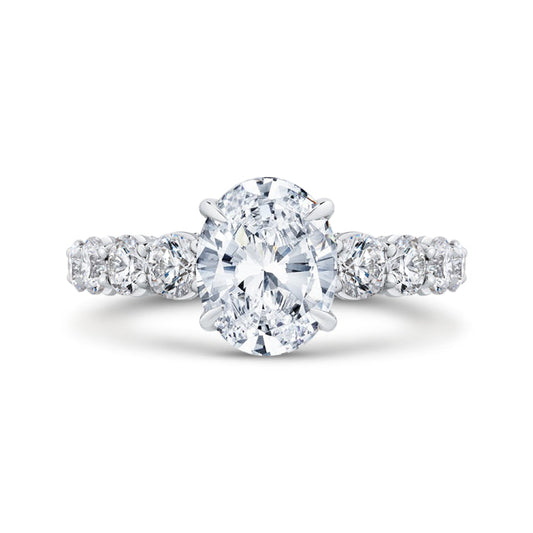 14K White Gold Oval Diamond Engagement Ring (Semi-Mount)