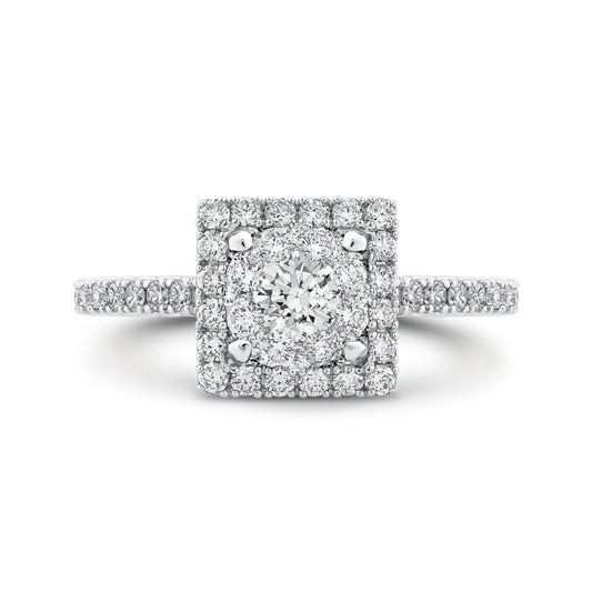 14K White Gold Round Cut Diamond Engagement Ring