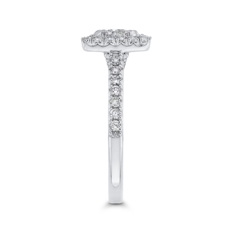14K White Gold Round Cut Diamond Engagement Ring