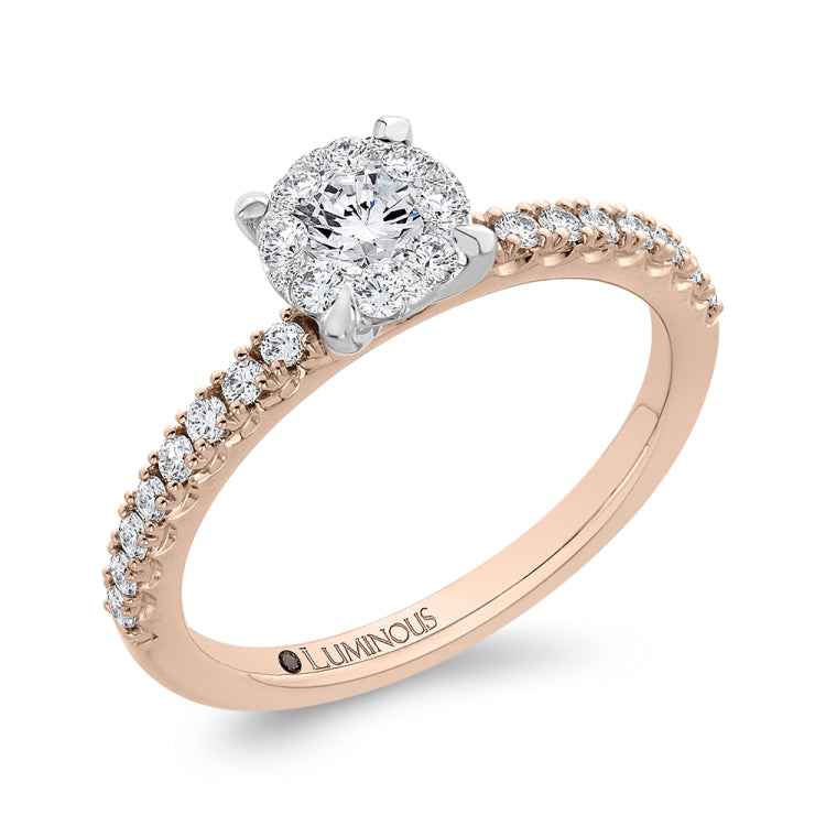 Round Diamond Engagement Ring In 14K Two-Tone Gold