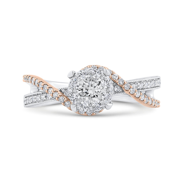 14K Two-Tone Gold Round Diamond Promise Engagement Ring