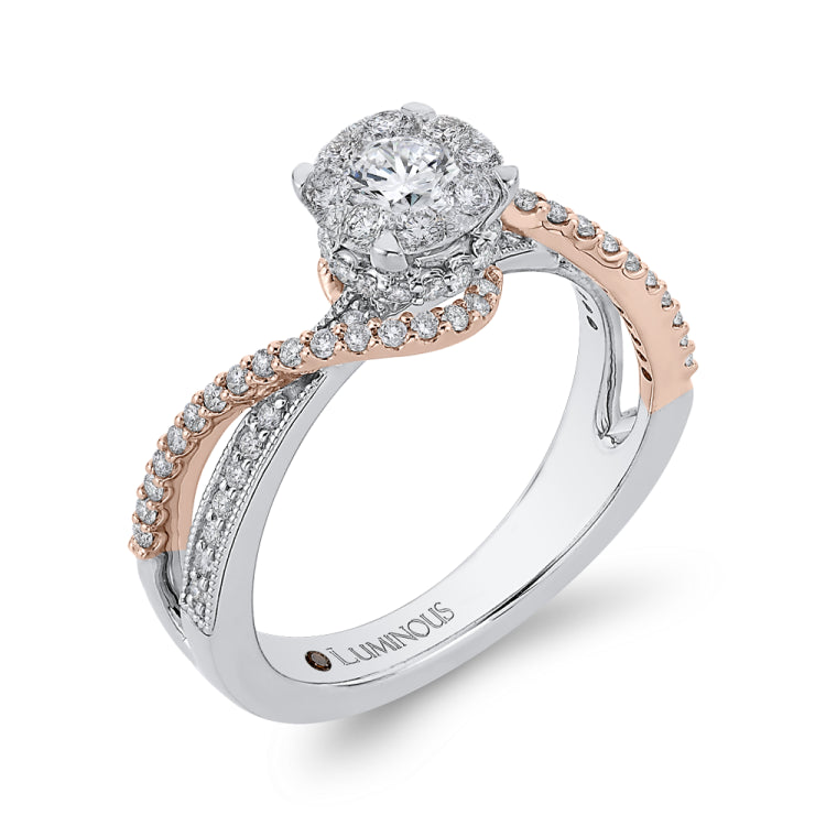 14K Two-Tone Gold Round Diamond Promise Engagement Ring