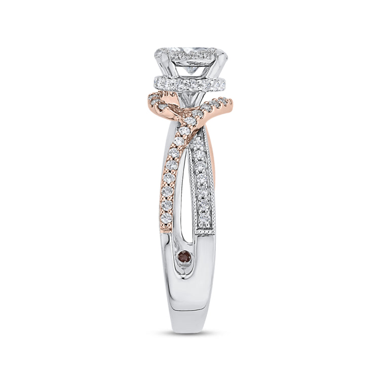 14K Two-Tone Gold Round Diamond Promise Engagement Ring
