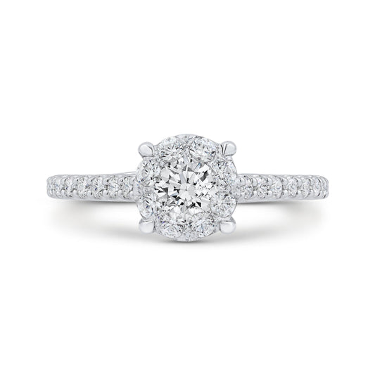 Round Cut Diamond Engagement Ring In 14K White Gold