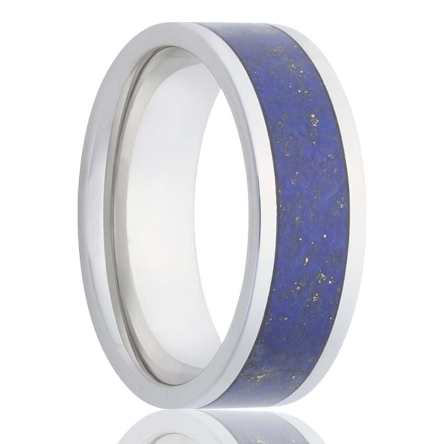 Cobalt Comfort Fit Polished Ring with Lapis