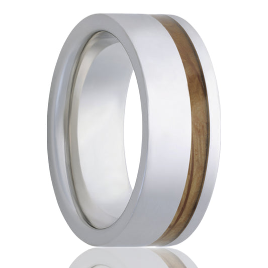 Cobalt Comfort Fit Polished Ring with Whiskey Barrel