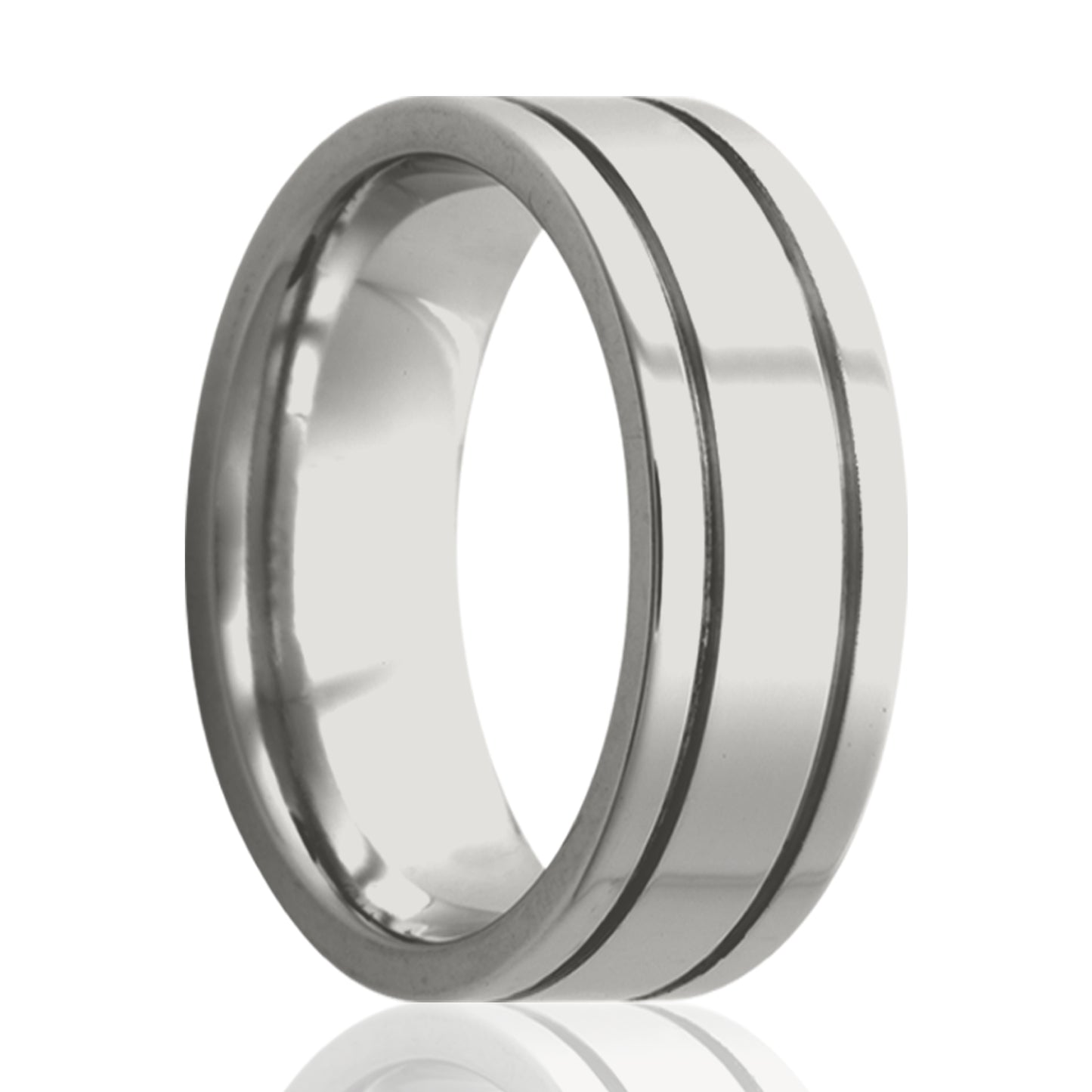 Cobalt Comfort Fit Polished Ring with Grooves