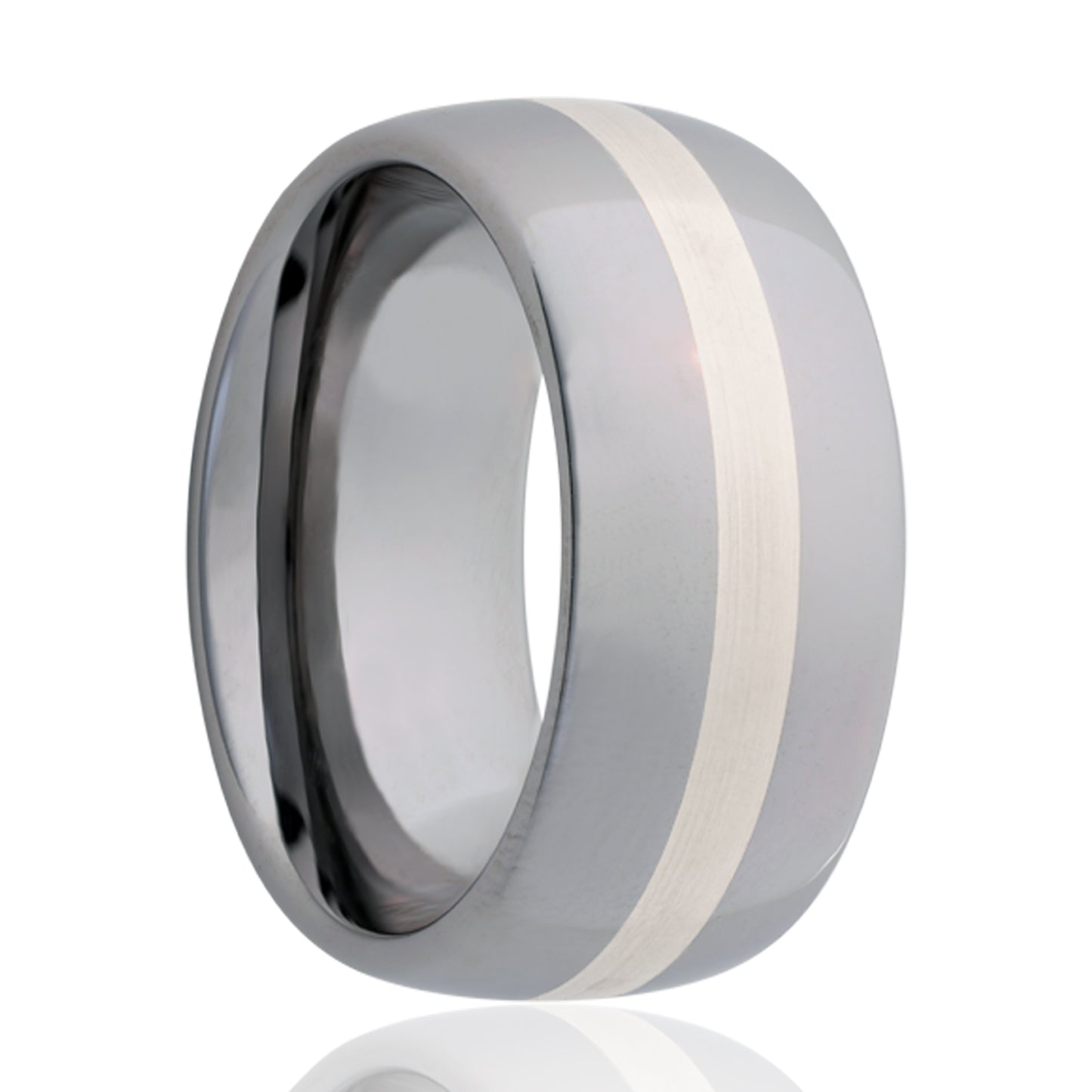 Cobalt Dome Comfort Fit Polished Ring with Silver