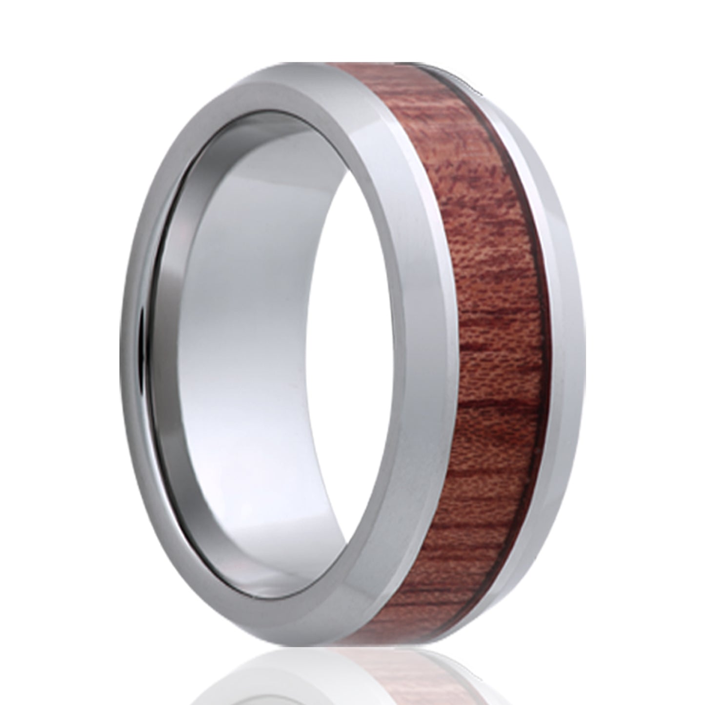 Cobalt Comfort Fit Ring with Blood Wood Inlay