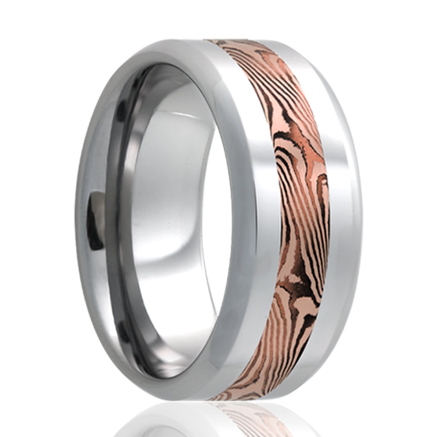 Cobalt Ring with Beveled Shakudo Inlay, Polished