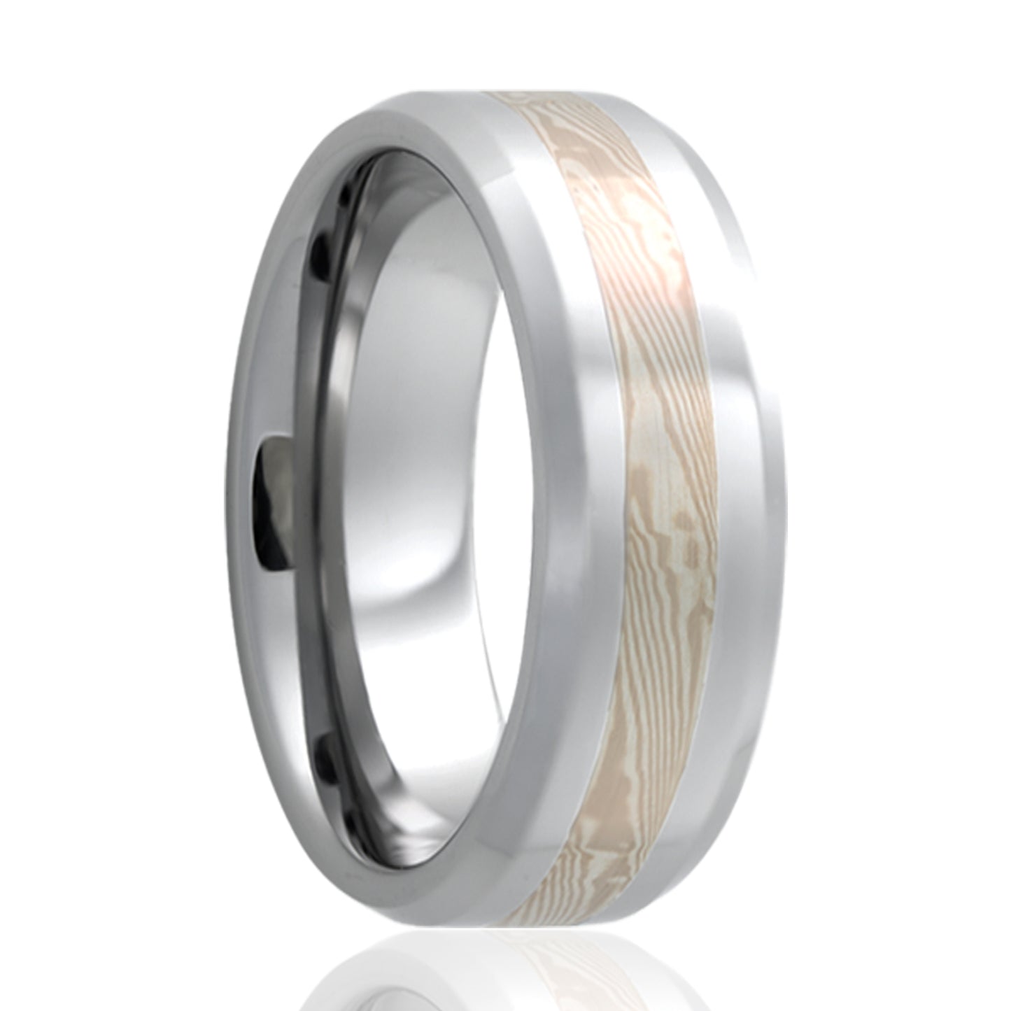 Cobalt Mokume Inlay Ring, Beveled Comfort Fit