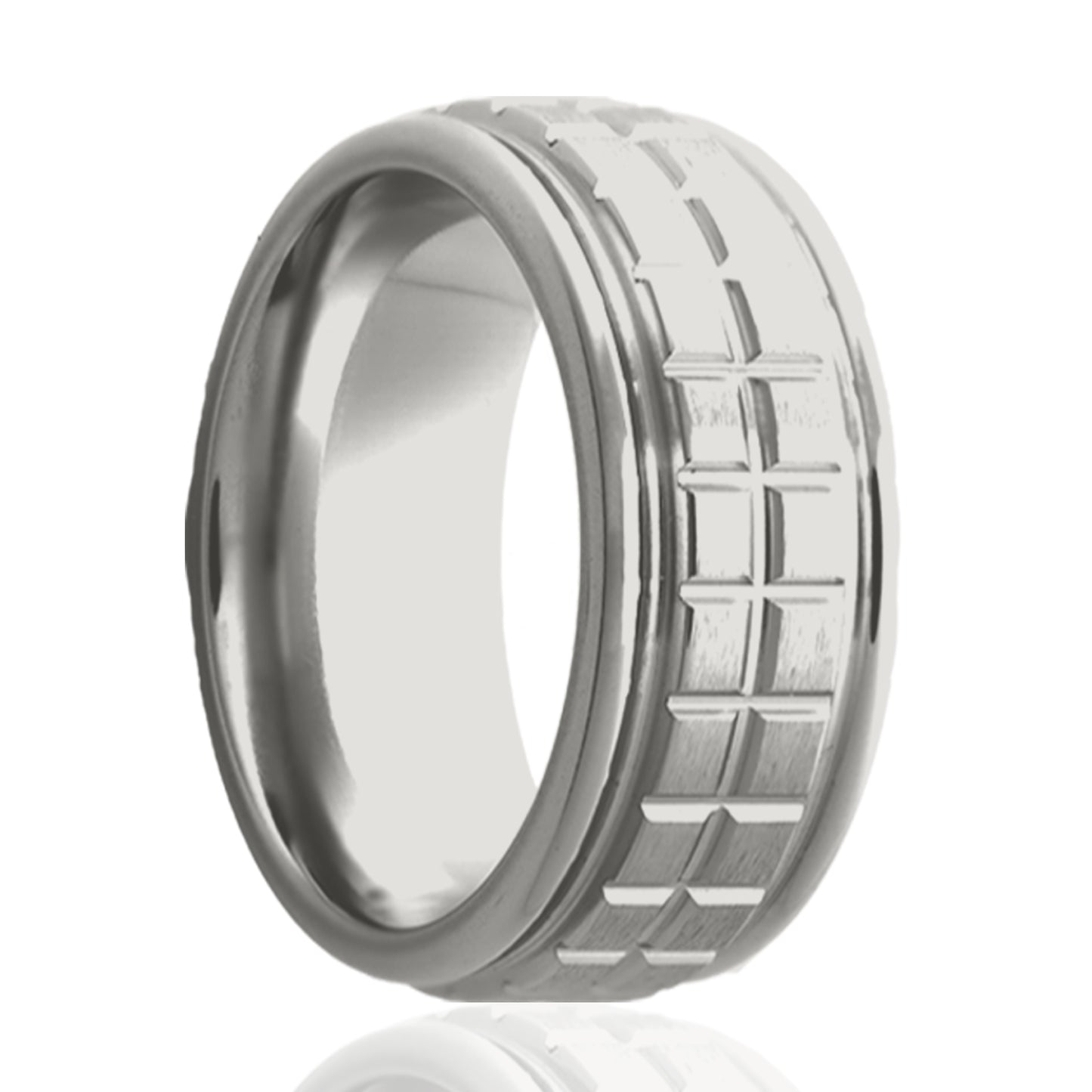Cobalt Milled Pattern Ring - Polished Finish