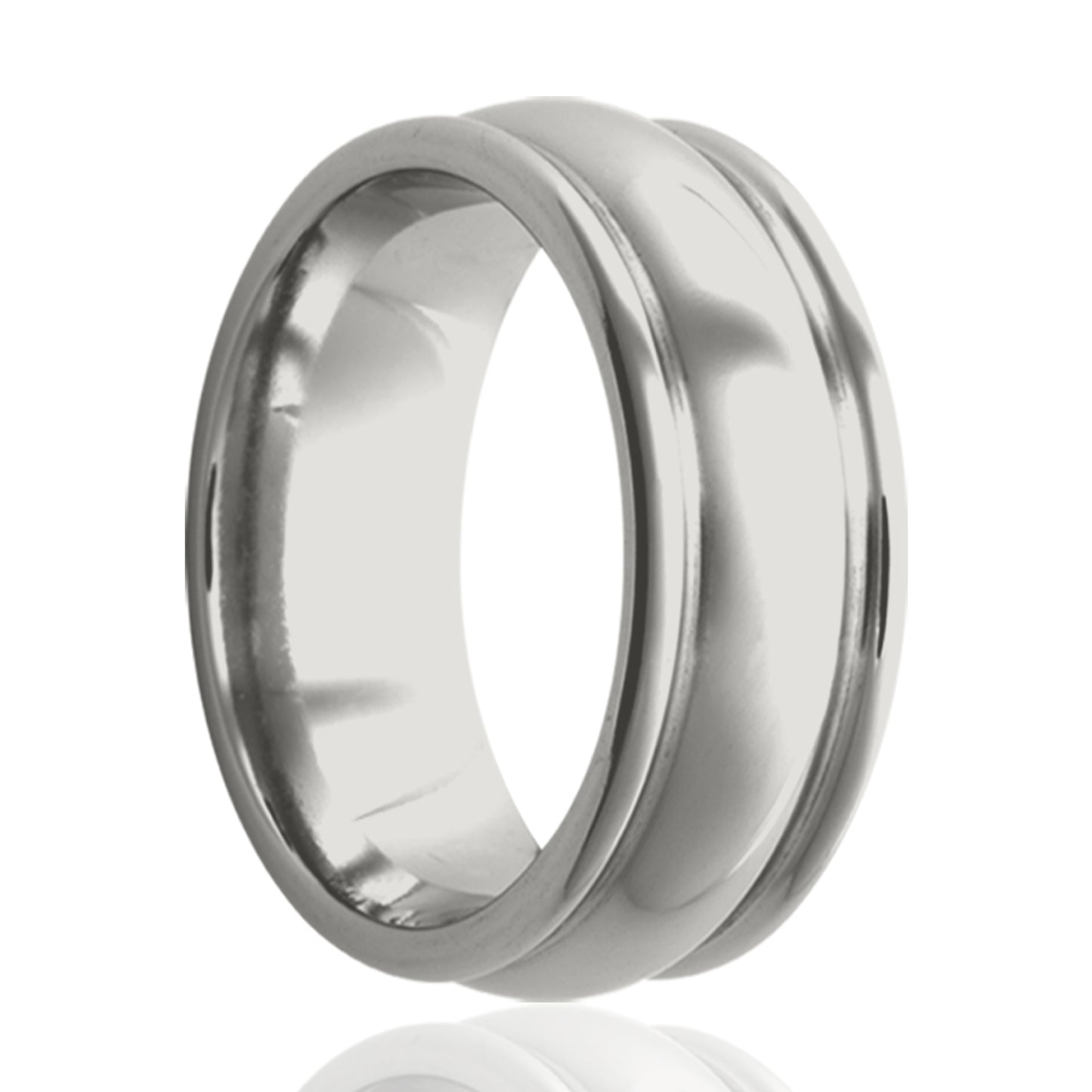 Cobalt Dome Grooved Comfort Fit Polished Ring
