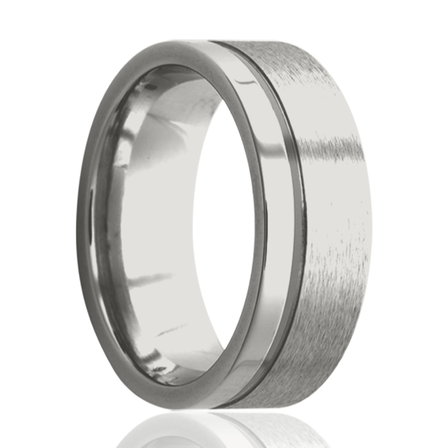 Titanium Comfort Fit Polished Ring with Offset Groove