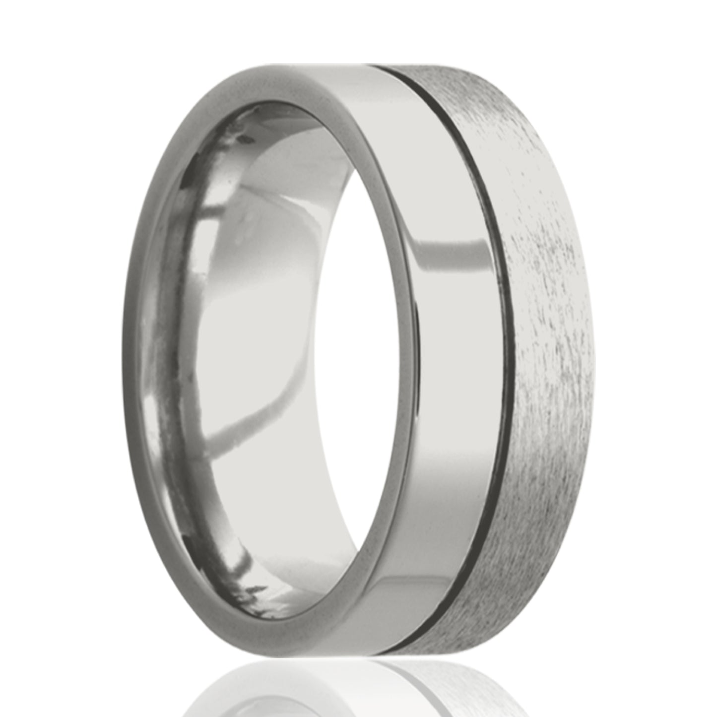 Cobalt Comfort Fit Ring, Half Polished Half Satin
