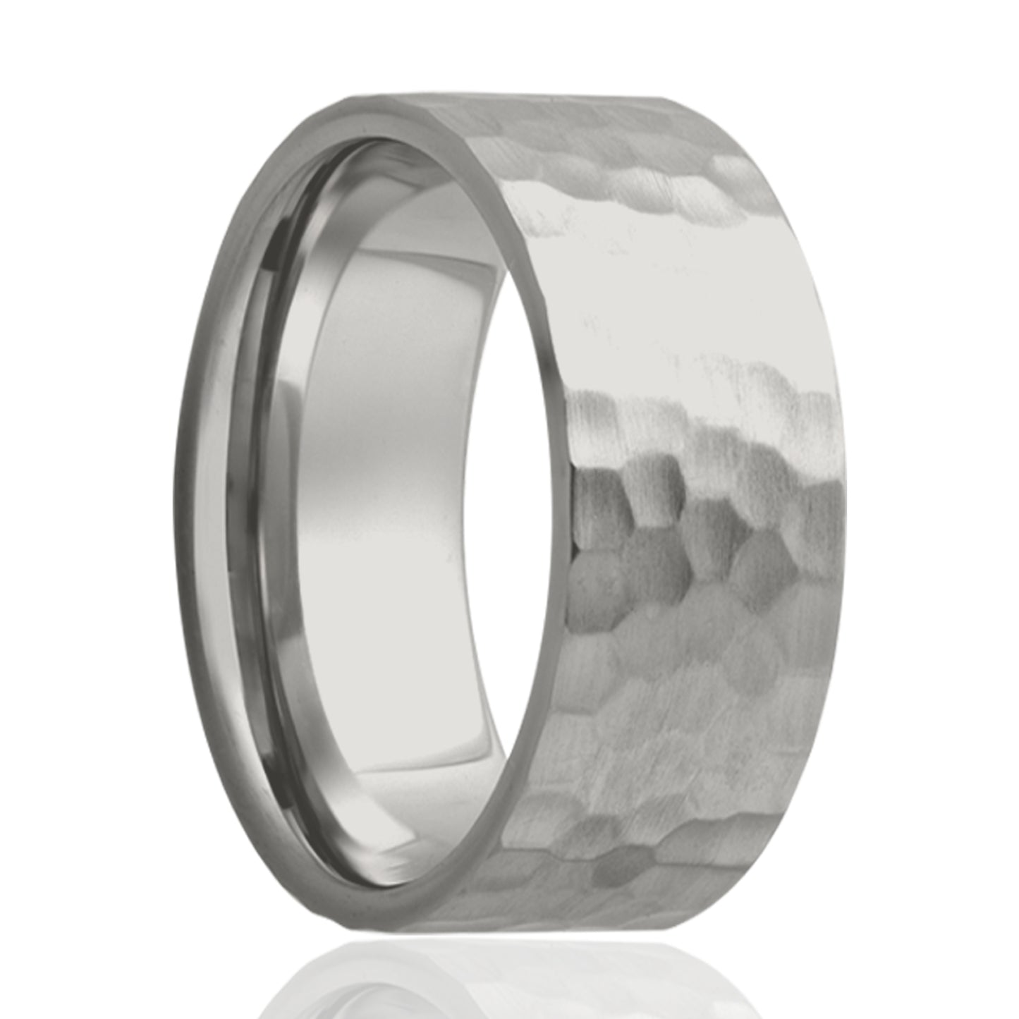 Cobalt Hammered Flat Comfort Fit Ring - 7-10 Day Delivery