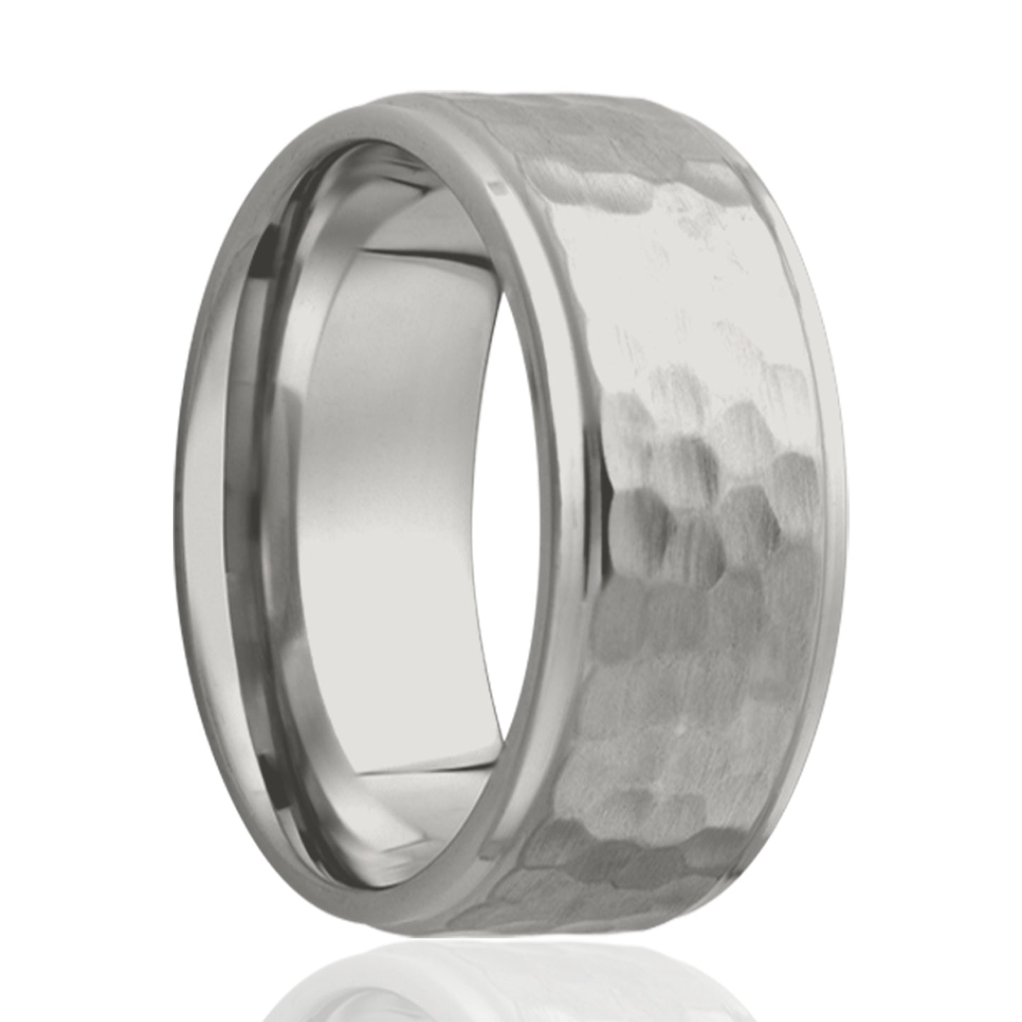 Cobalt Hammered Step Edge Ring - Polished Finish