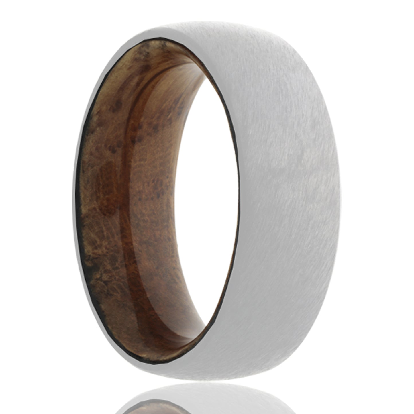 Cobalt Dome Ring with Satin Finish and Whiskey Barrel Sleeve
