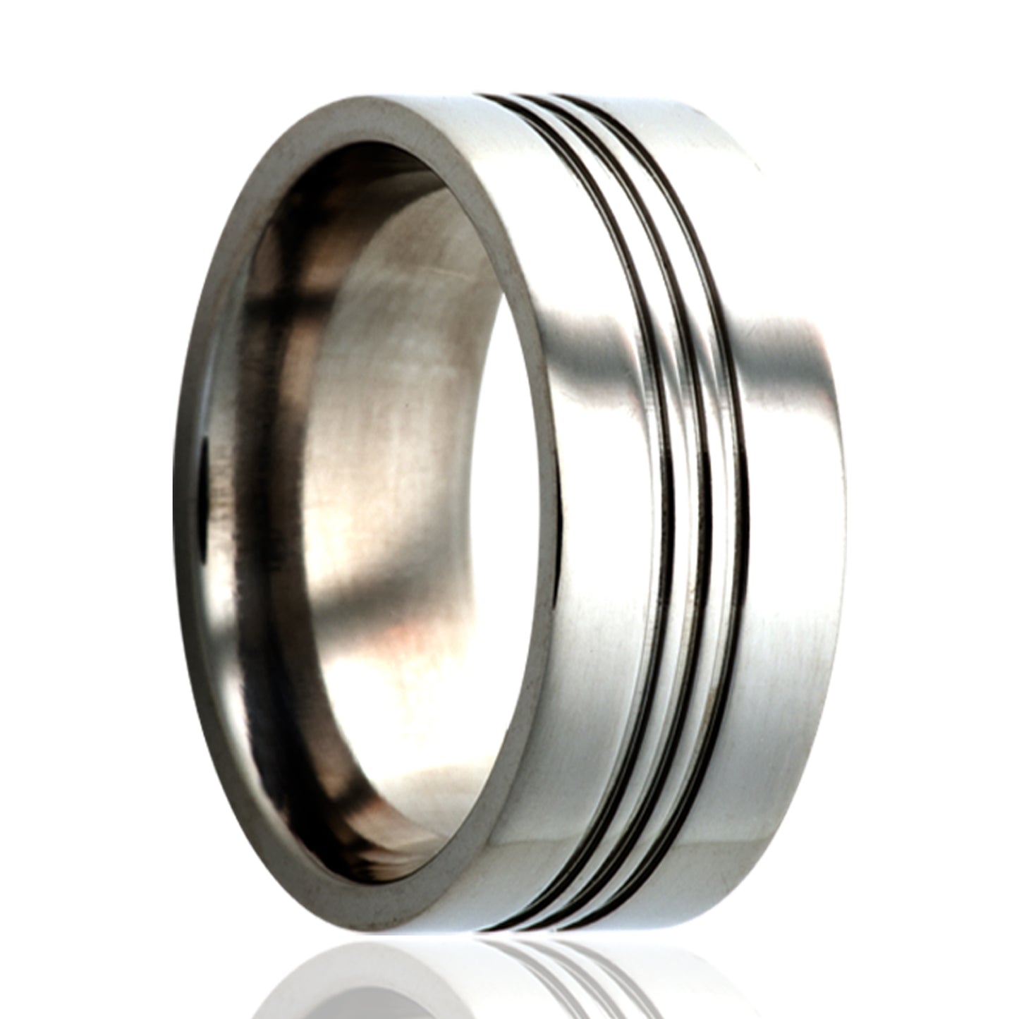 Titanium Comfort Fit Polished Ring with 3 Grooves