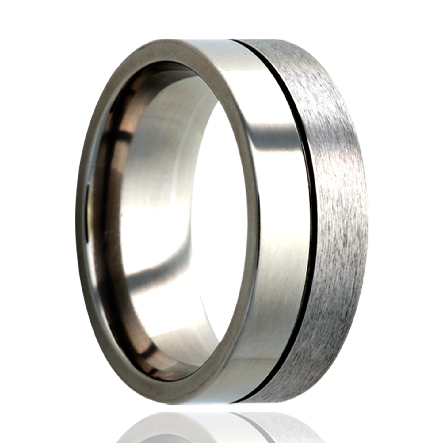Titanium Comfort Fit Ring Half Polished Satin