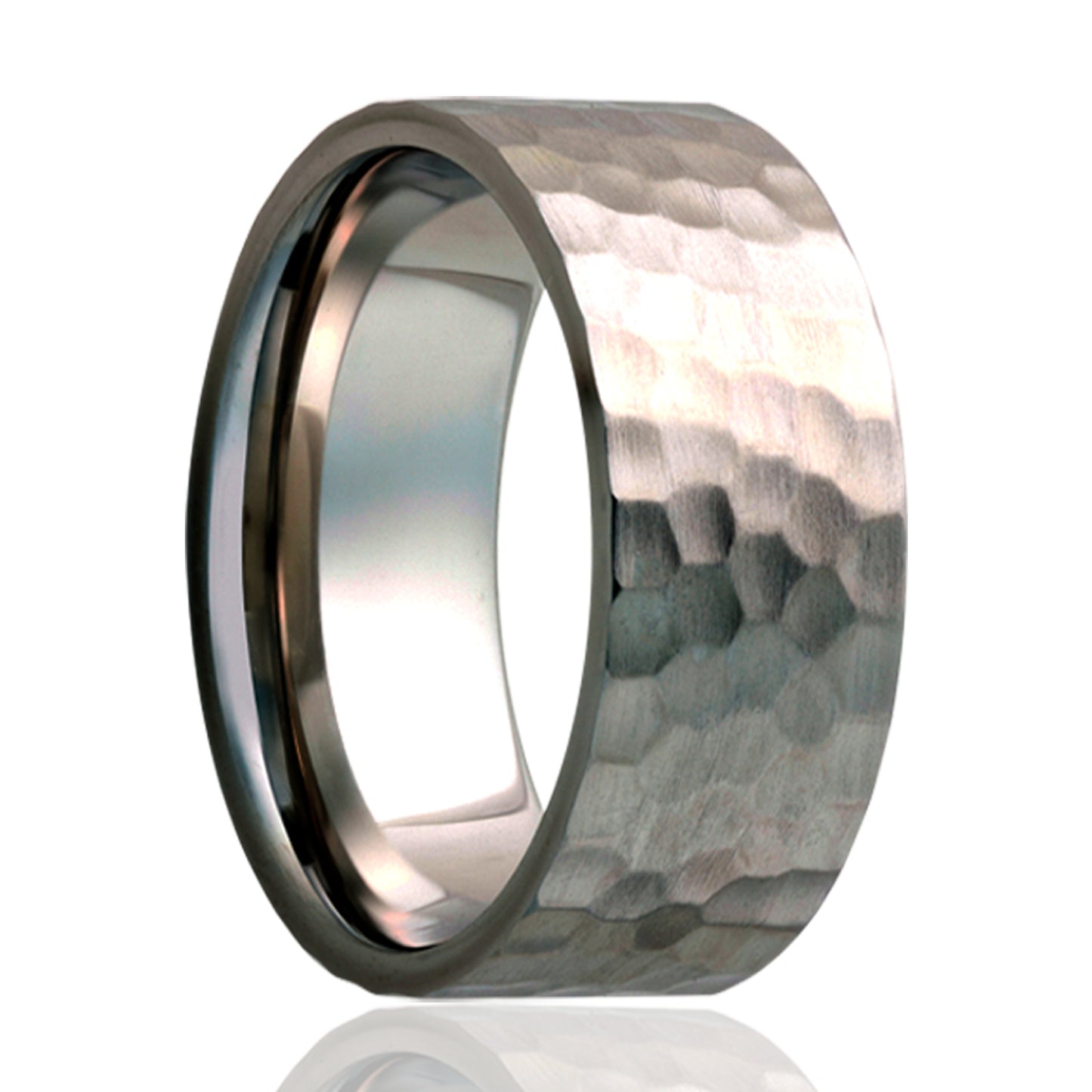 Titanium Hammered Flat Comfort Fit Ring - 7-10 Day Delivery