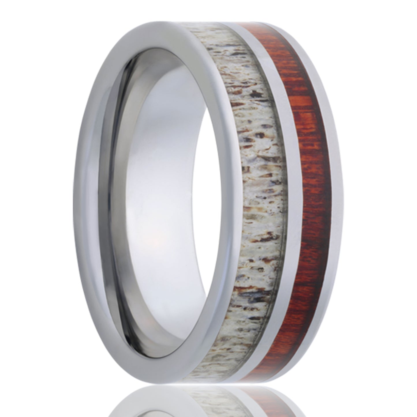 Tungsten Comfort Fit Polished Ring with Inlays