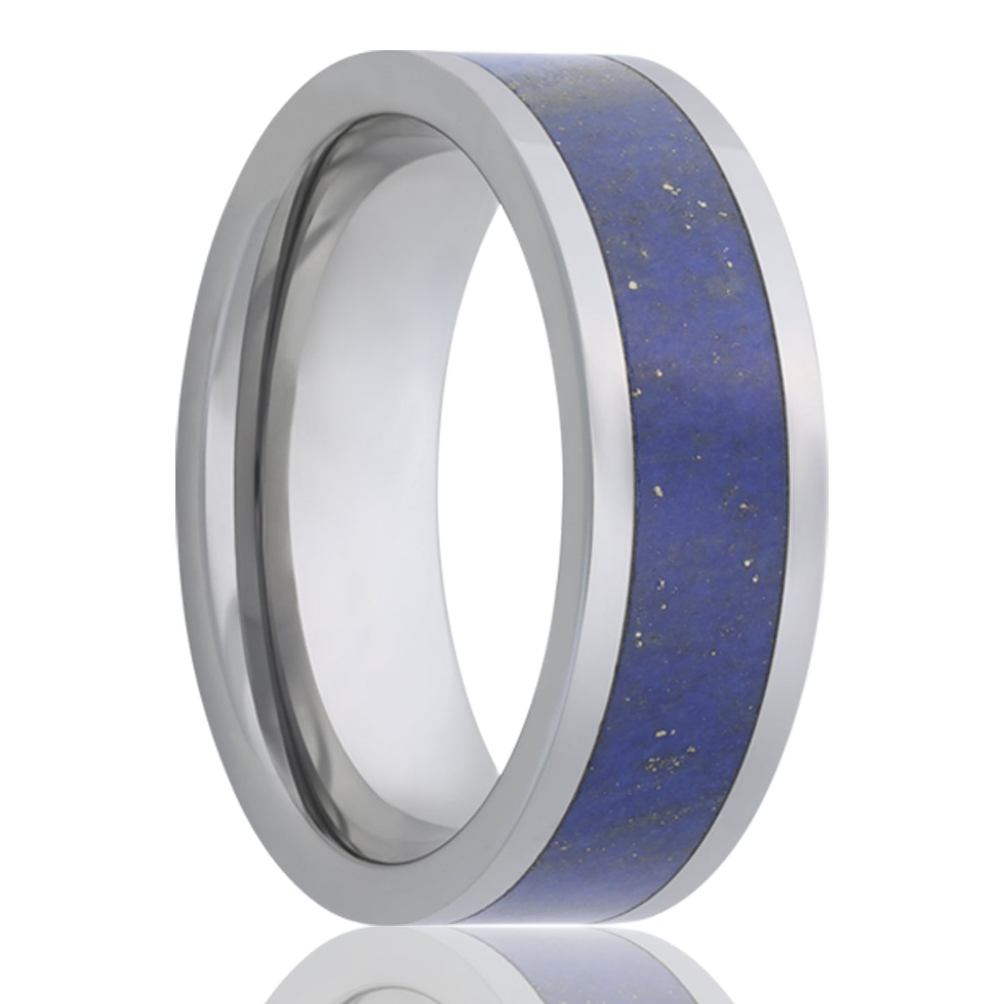 Tungsten Comfort Fit Polished Ring with 5MM Lapis