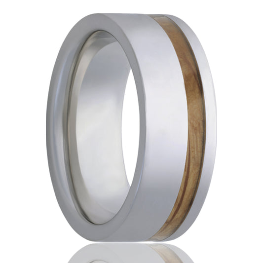 Tungsten Comfort Fit Polished Ring with Whiskey Barrel
