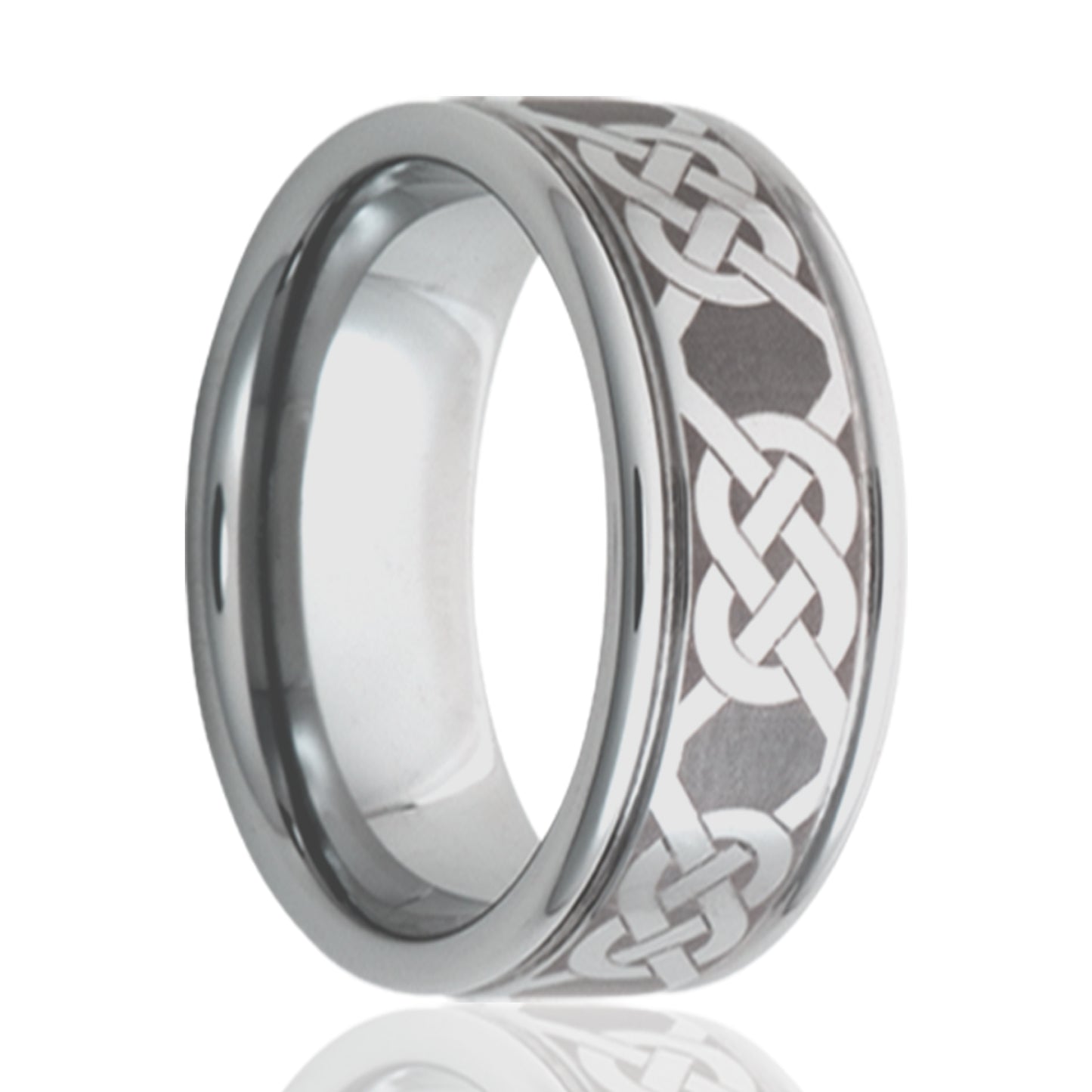 Tungsten Comfort Fit Polished Ring with Celtic Knot
