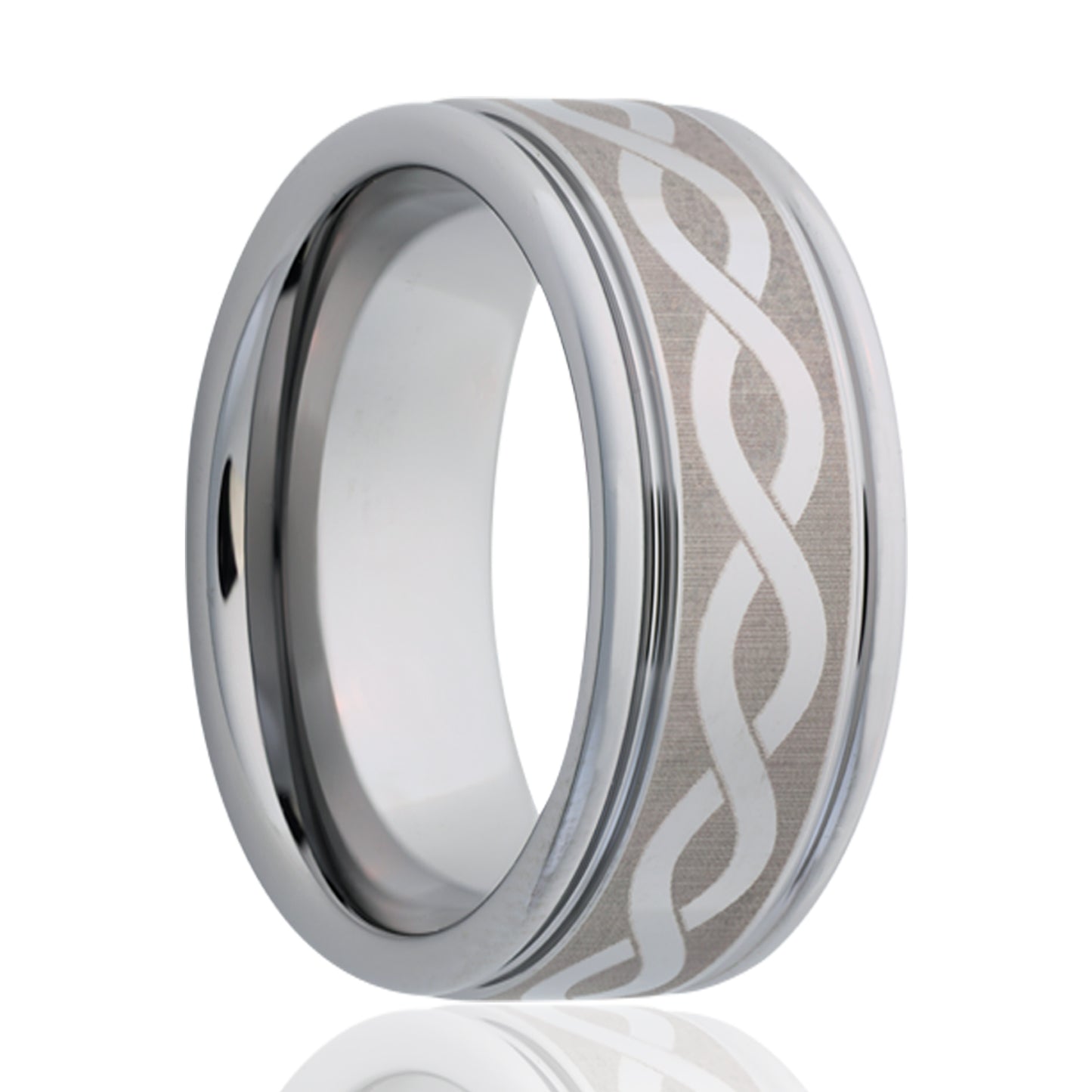 Tungsten Comfort Fit Ring with Infinity Engraving