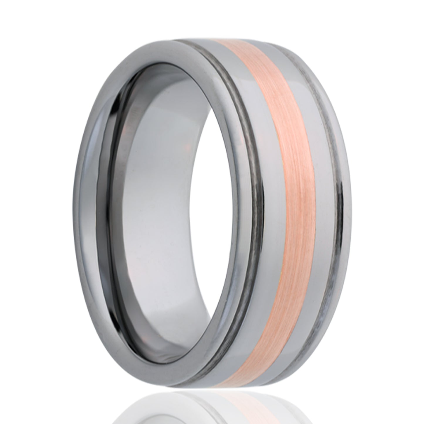 Tungsten Rose Gold Comfort Fit Polished Ring