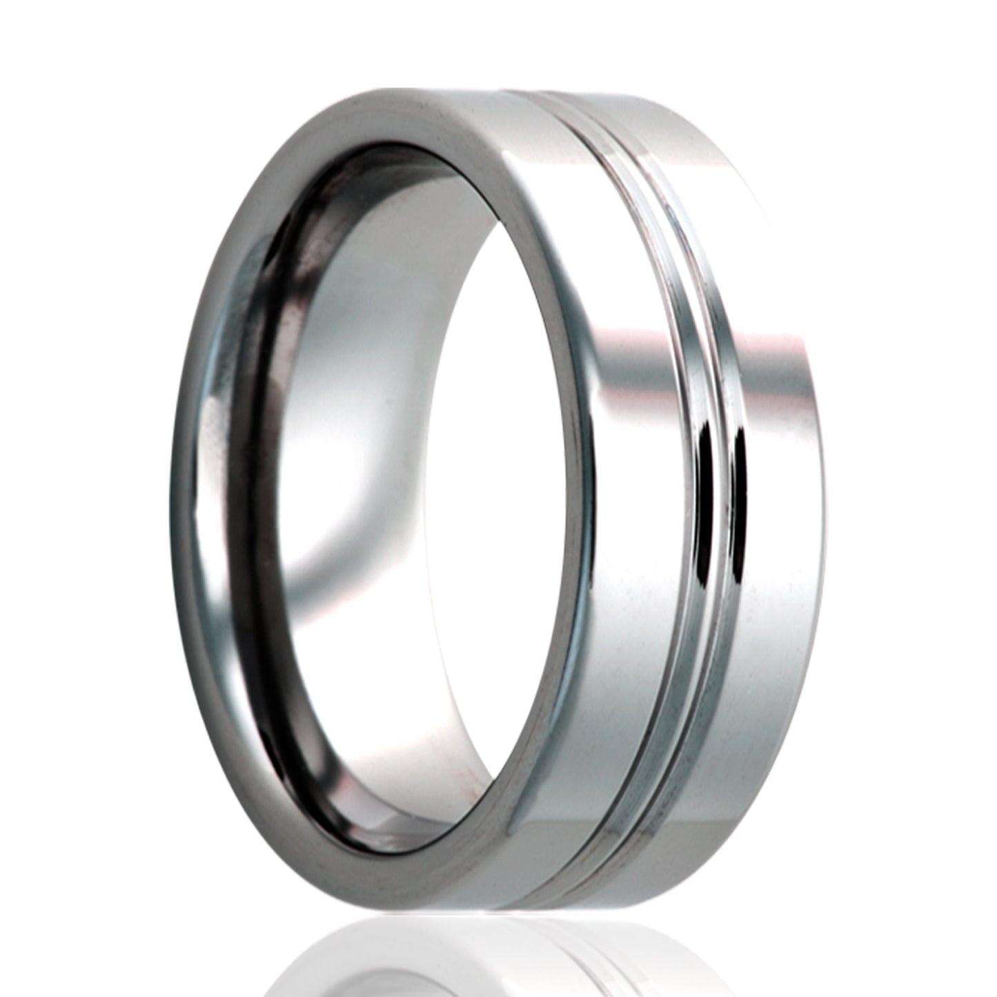 Tungsten Comfort Fit Polished Ring with Grooves