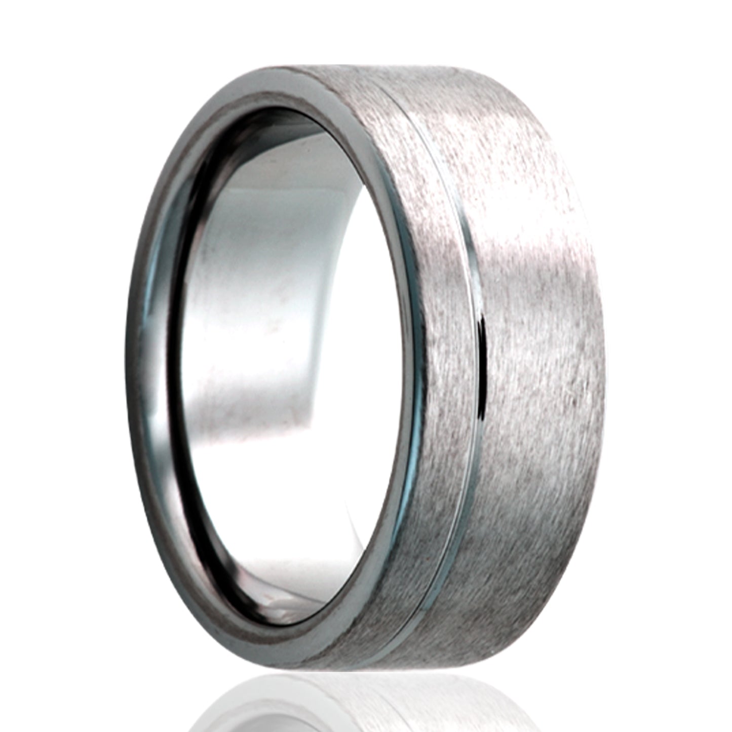 Tungsten Comfort Fit Satin Ring with Groove