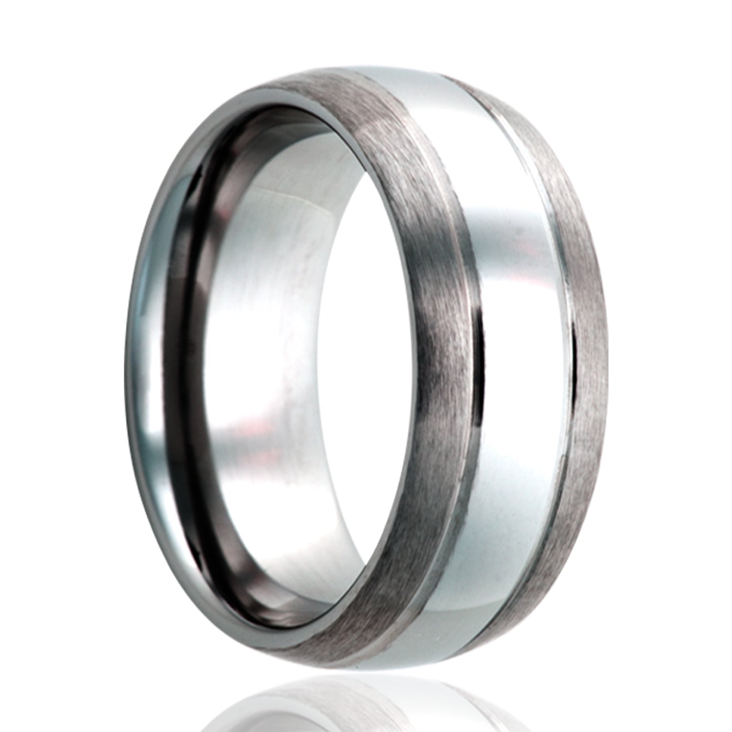 Tungsten Dome Ring with Polished Top and Satin Edges