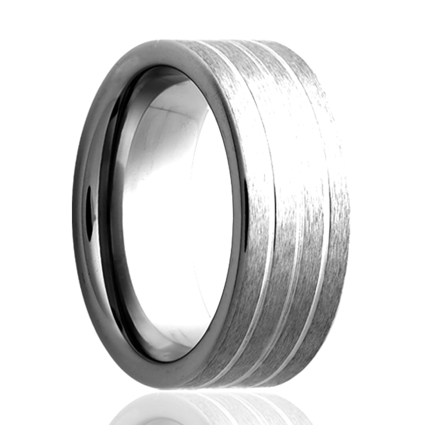 Tungsten Comfort Fit Satin Ring with Grooves