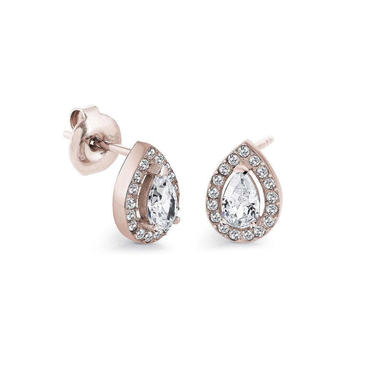 8MM PEAR HALO EARRINGS