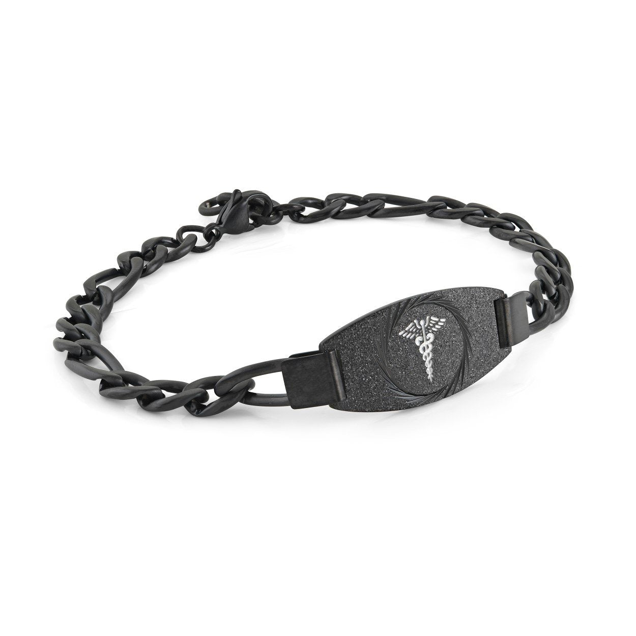 6MM FIGARO LINK STARDUST MEDIC ALERT BRACELET