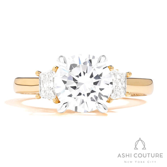 Couture Three-Stone Semi-Mount Engagement Ring With Trap Side Diamonds
