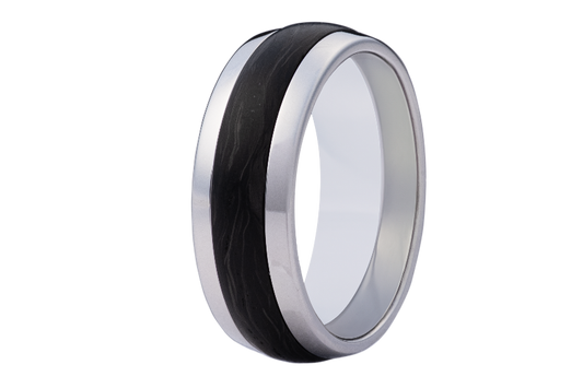 Cobalt Carbon Fiber Dome Ring - Comfort Fit