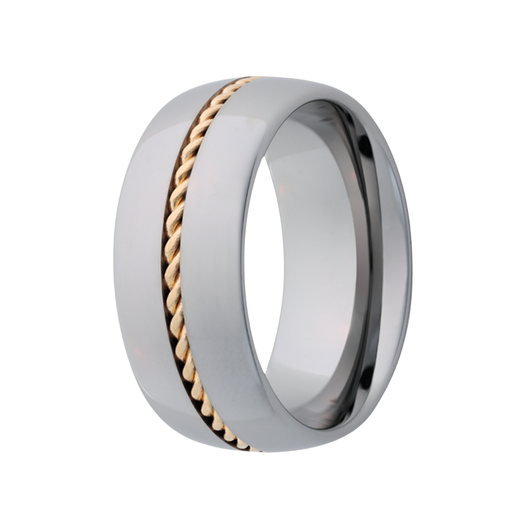 Cobalt Comfort Fit Polished Ring with Gold