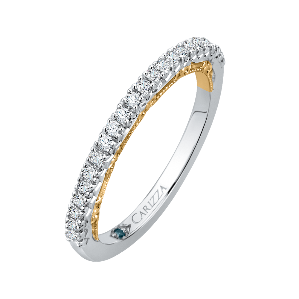 Round Diamond Half-Eternity Wedding Band in 14K Two Tone Gold