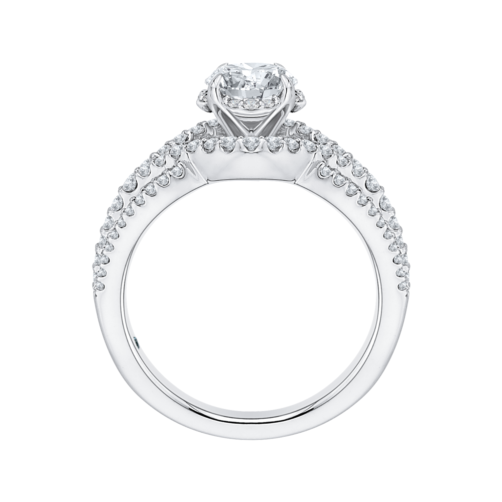 14K White Gold Round Diamond Engagement Ring with Split Shank (Semi-Mount)