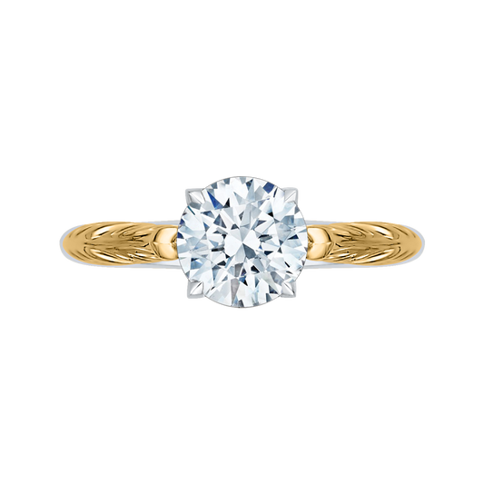Solitaire Diamond Vintage Engagement Ring in 14K Two Tone Gold (Semi-Mount)